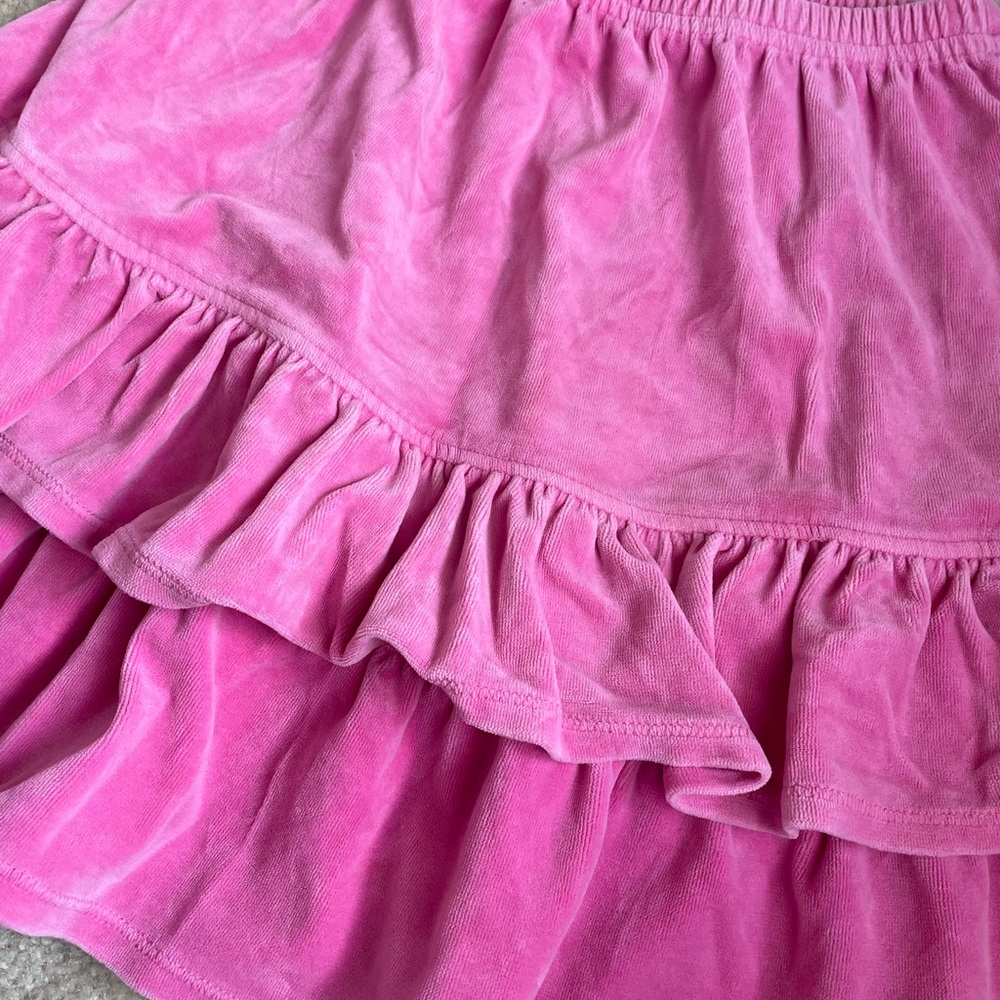 Hanna Andersson Pink Velour Button-Up Top and Skirt Set size 130 - Picture 7 of 8